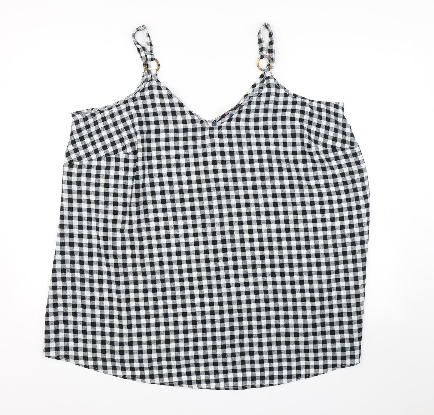Yours Womens Black Check  Basic Tank Size 22  - Summer
