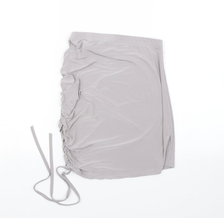 Boohoo Womens Grey Wrap Skirt Size 10