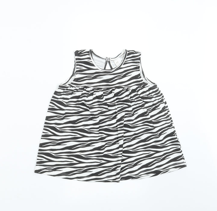 H&M Girls Black Animal Print Basic T-Shirt Size 2-3 Years