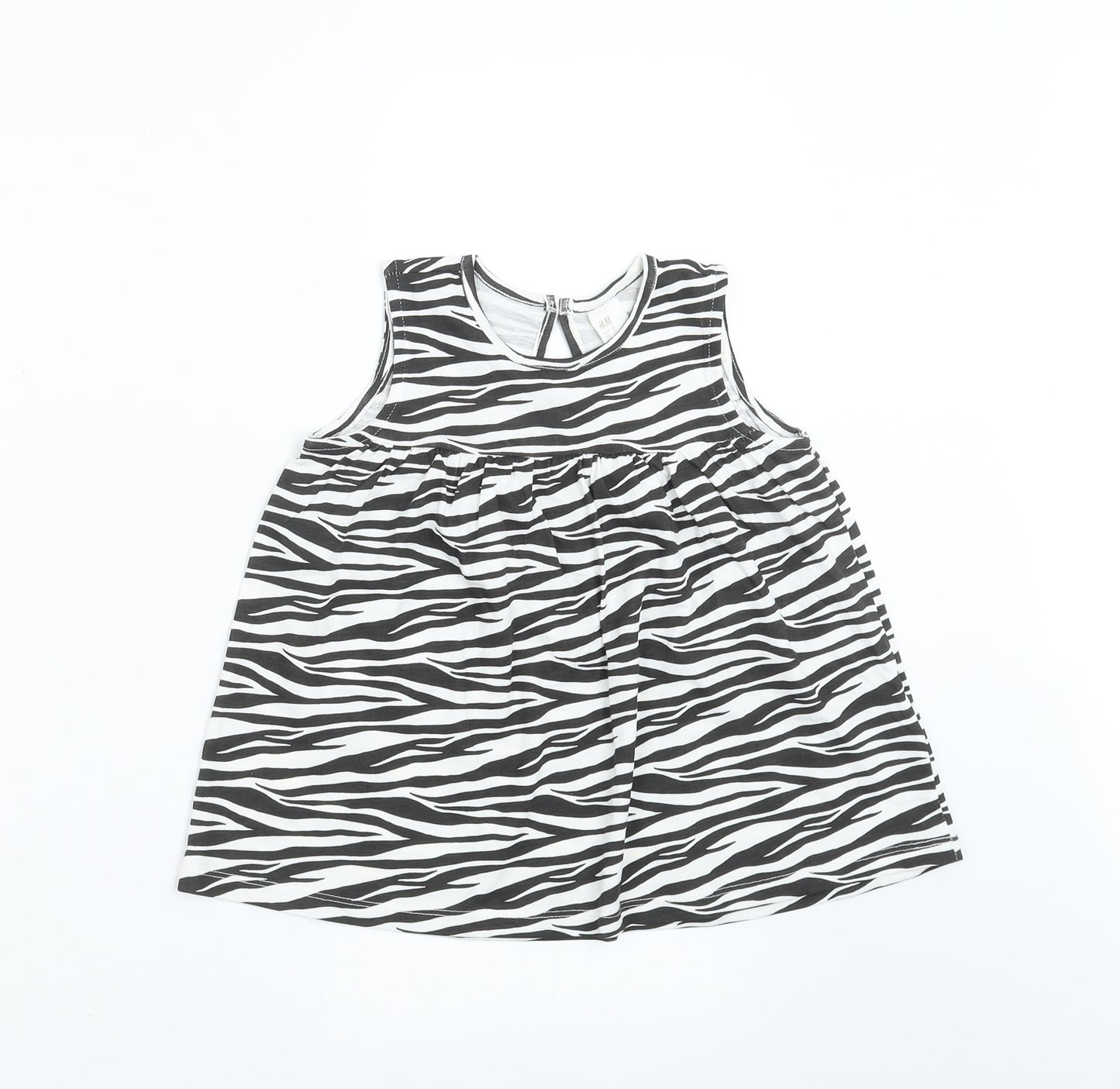 H&M Girls Black Animal Print  Basic T-Shirt Size 2-3 Years
