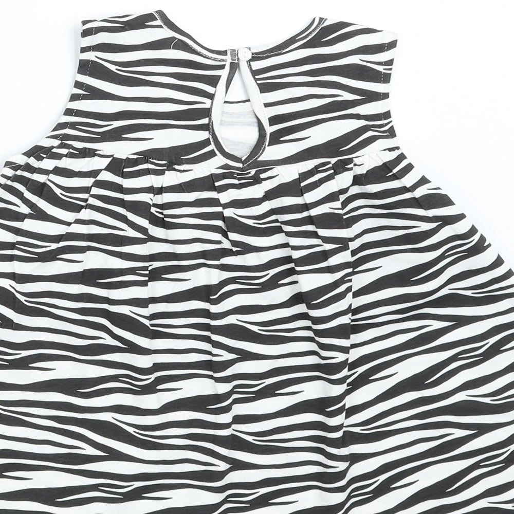H&M Girls Black Animal Print  Basic T-Shirt Size 2-3 Years