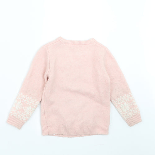 Primark Girls Pink   Pullover Jumper Size 3-4 Years  - Christmas Jumper