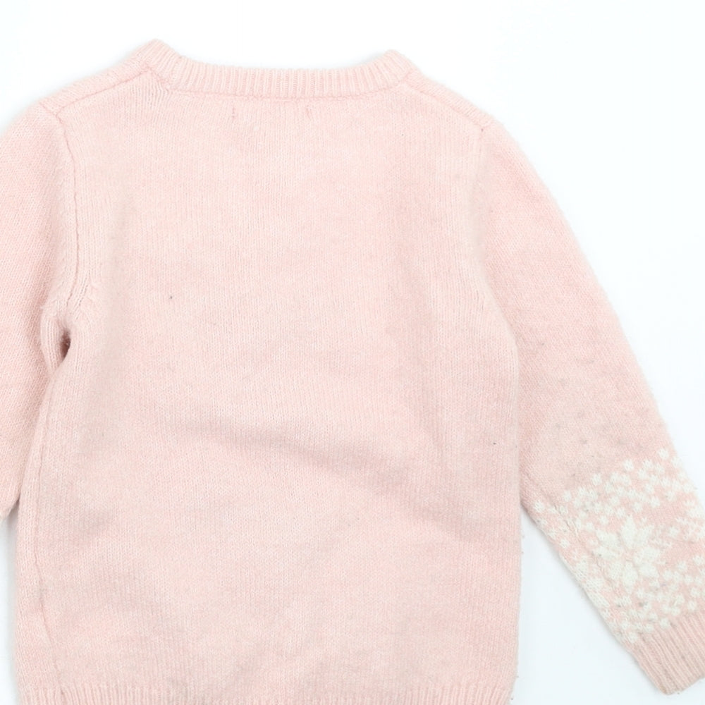 Primark Girls Pink   Pullover Jumper Size 3-4 Years  - Christmas Jumper