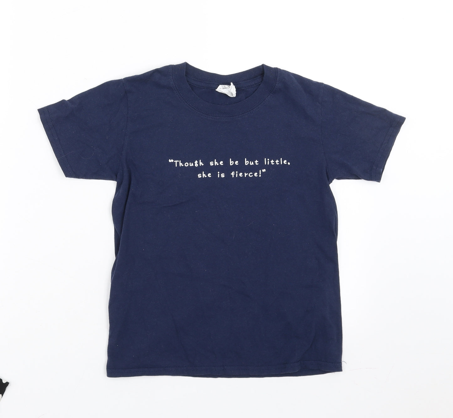 Gildan Girls Blue   Basic T-Shirt Size 7-8 Years  - though she be but little, she is fierce