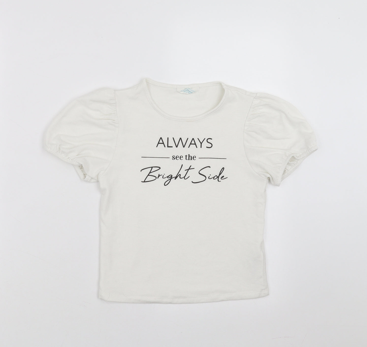 Primark Girls White   Basic T-Shirt Size 10-11 Years  - always see the bright side