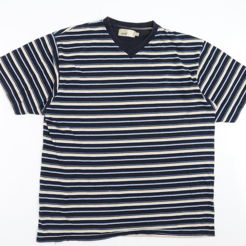 Zantos Mens Blue Striped   T-Shirt Size L