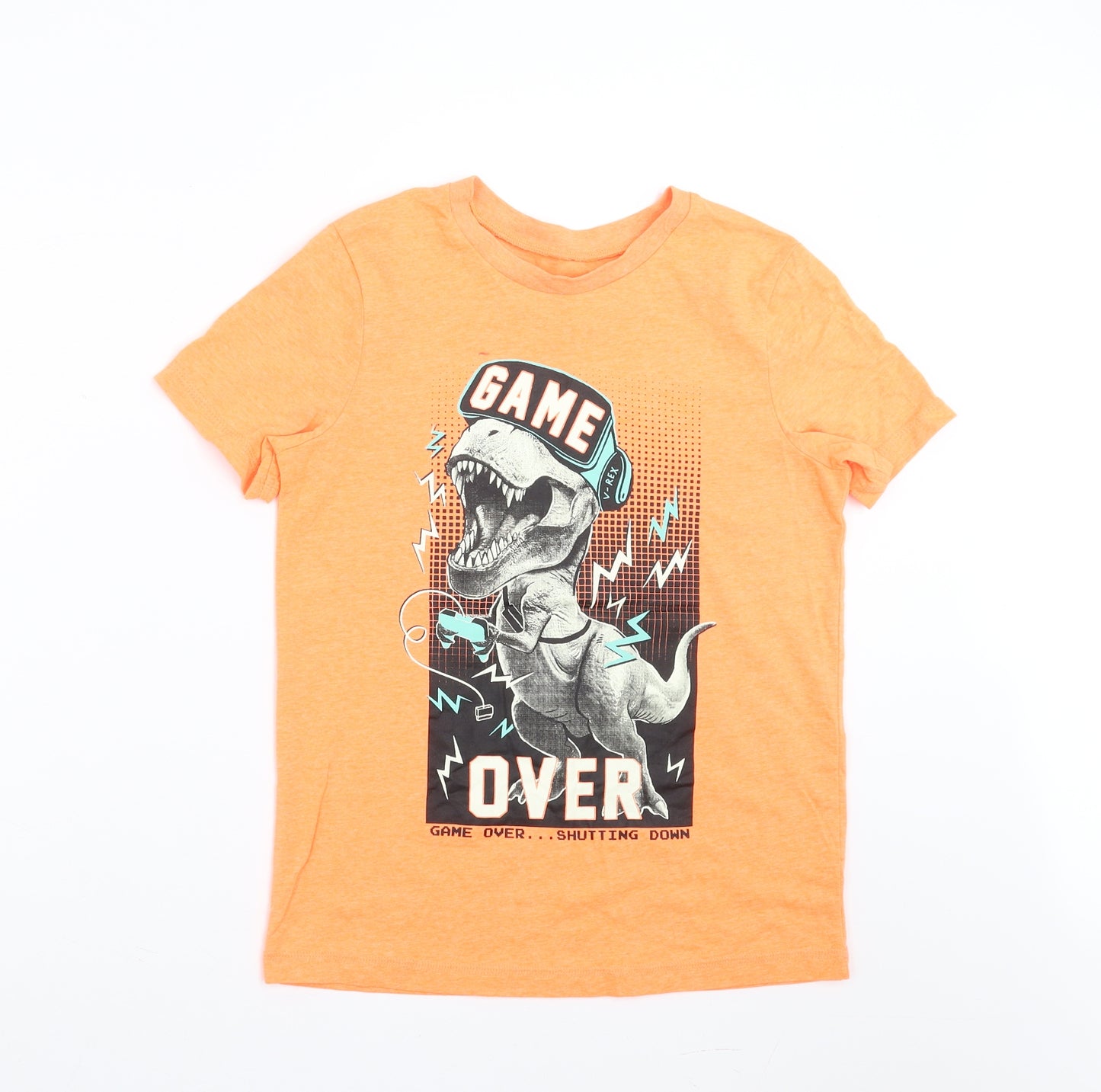 George Boys Orange   Basic T-Shirt Size 10-11 Years  - game over, T-REX