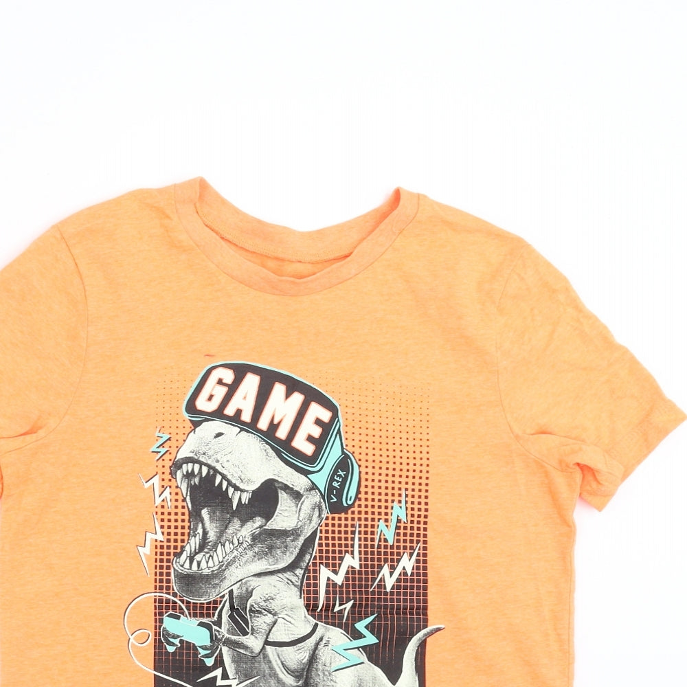 George Boys Orange   Basic T-Shirt Size 10-11 Years  - game over, T-REX