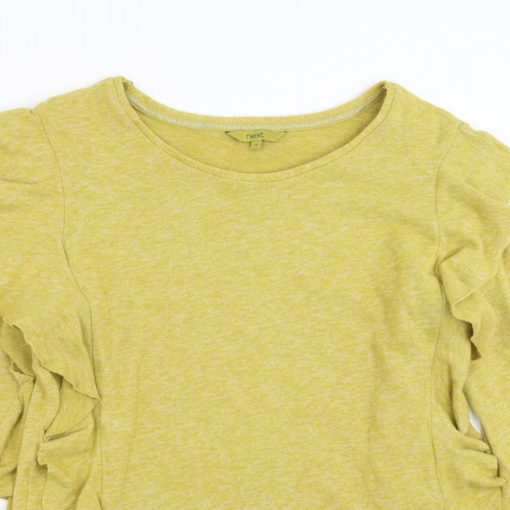 NEXT Womens Yellow   Pullover Jumper Size 16  - Ruffle detail