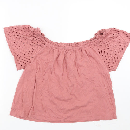 Primark Womens Pink   Basic Blouse Size L  - crochet detail