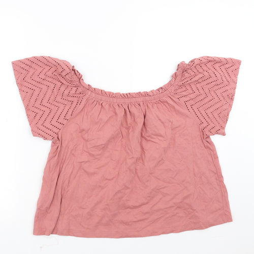 Primark Womens Pink   Basic Blouse Size L  - crochet detail