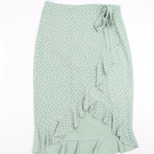 Quiz Womens Green Polka Dot  Wrap Skirt Size 14