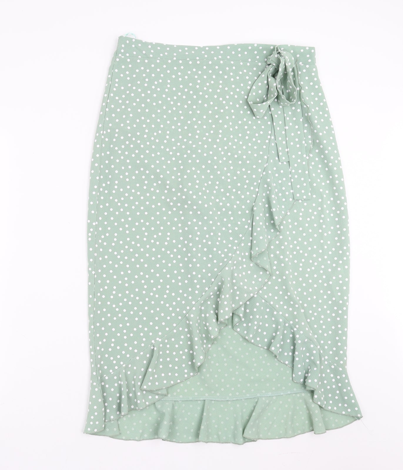 Quiz Womens Green Polka Dot  Wrap Skirt Size 14