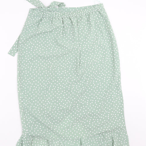 Quiz Womens Green Polka Dot  Wrap Skirt Size 14