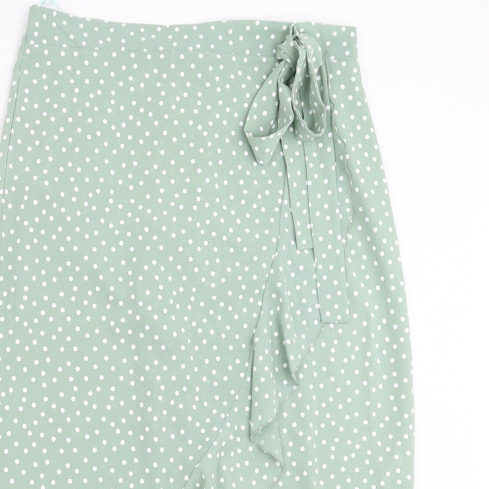 Quiz Womens Green Polka Dot  Wrap Skirt Size 14
