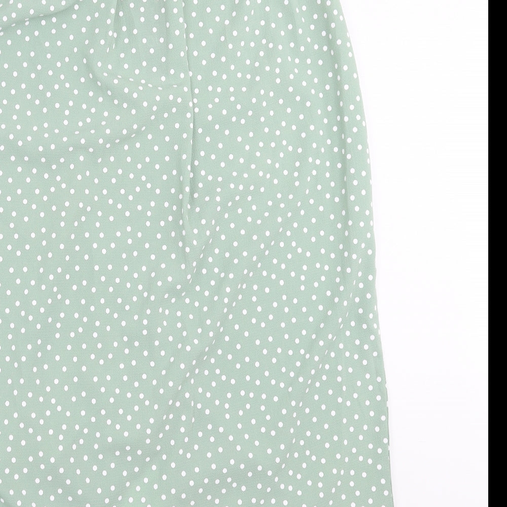 Quiz Womens Green Polka Dot  Wrap Skirt Size 14