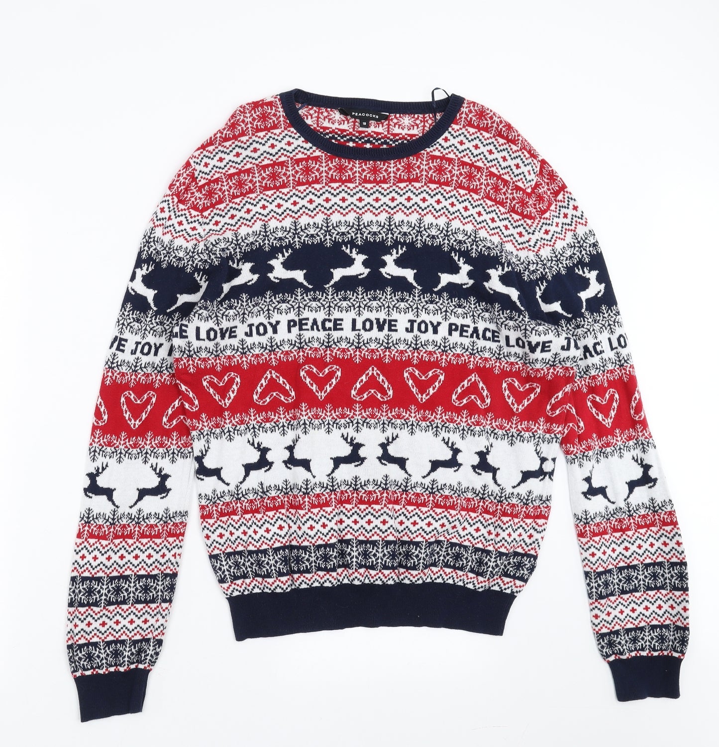 Peacocks Womens Red Fair Isle Knit Pullover Jumper Size 18  - Christmas Jumper