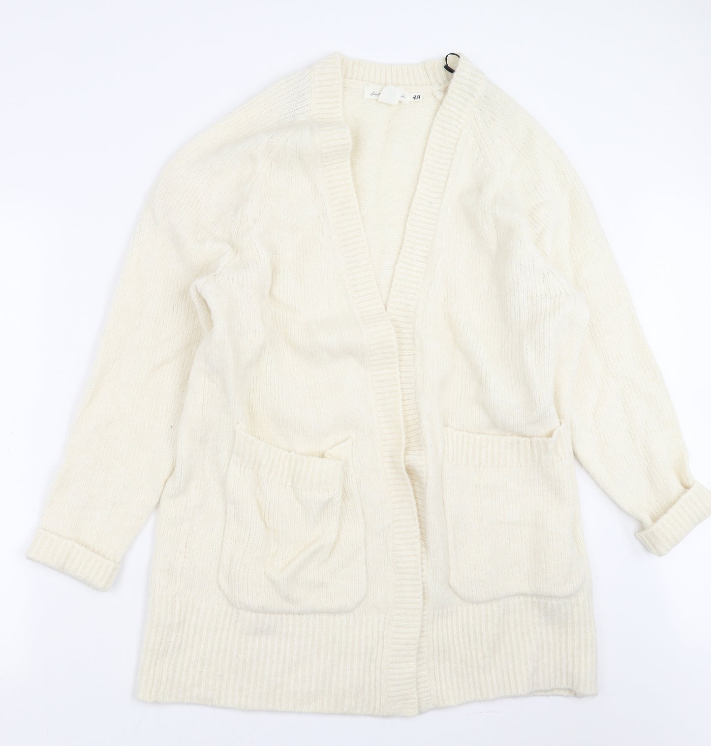 H&M Womens Ivory  Knit Cardigan Jumper Size S