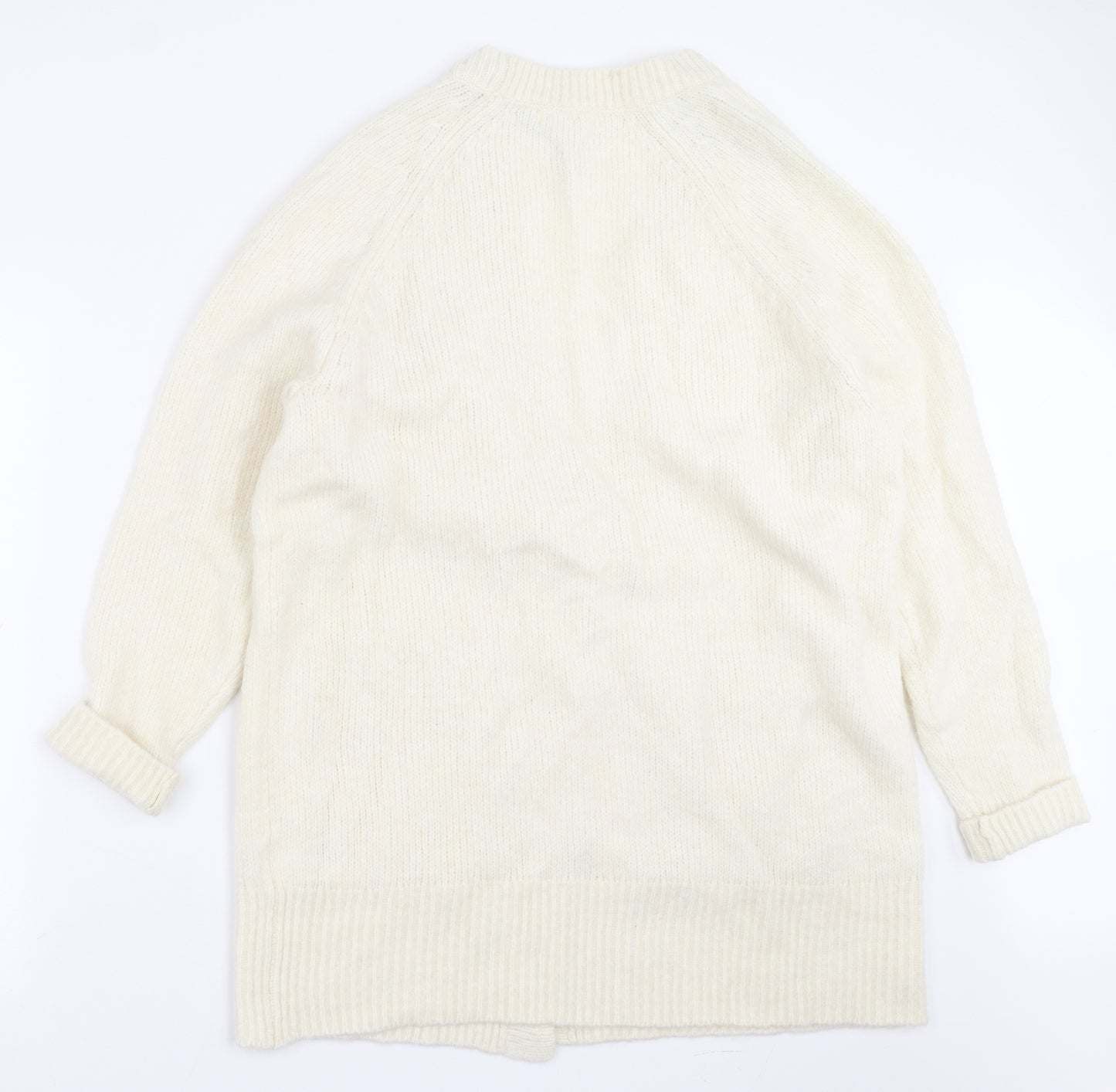 H&M Womens Ivory  Knit Cardigan Jumper Size S