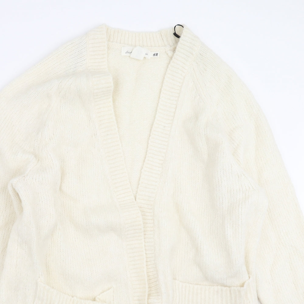 H&M Womens Ivory  Knit Cardigan Jumper Size S