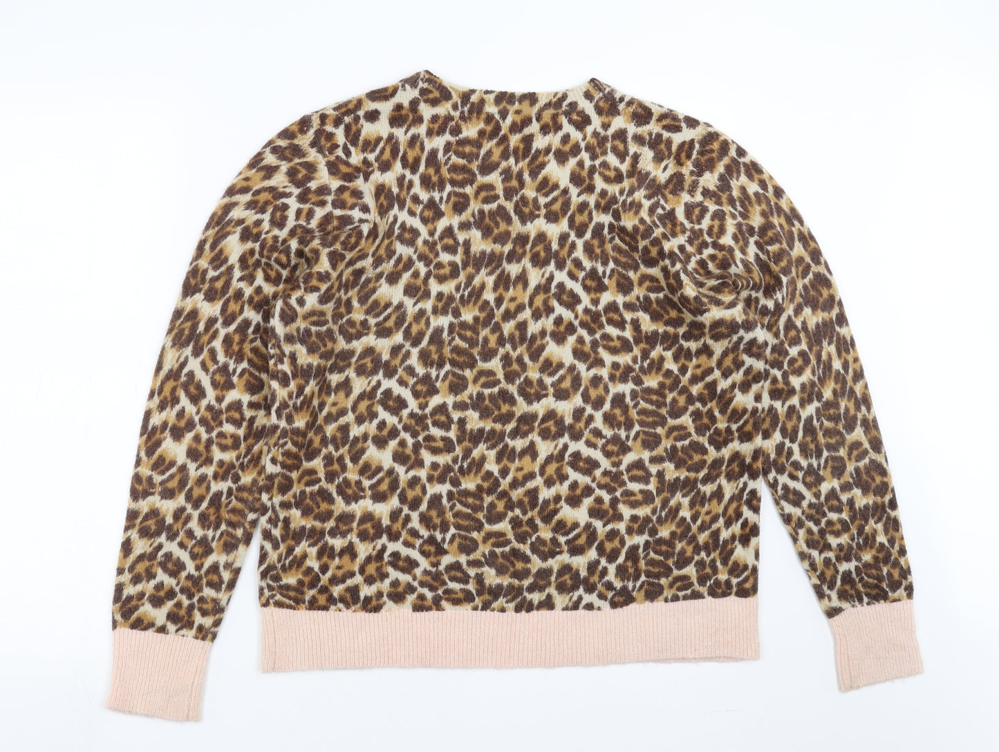 Oasis Womens Beige Animal Print Knit Pullover Jumper Size L