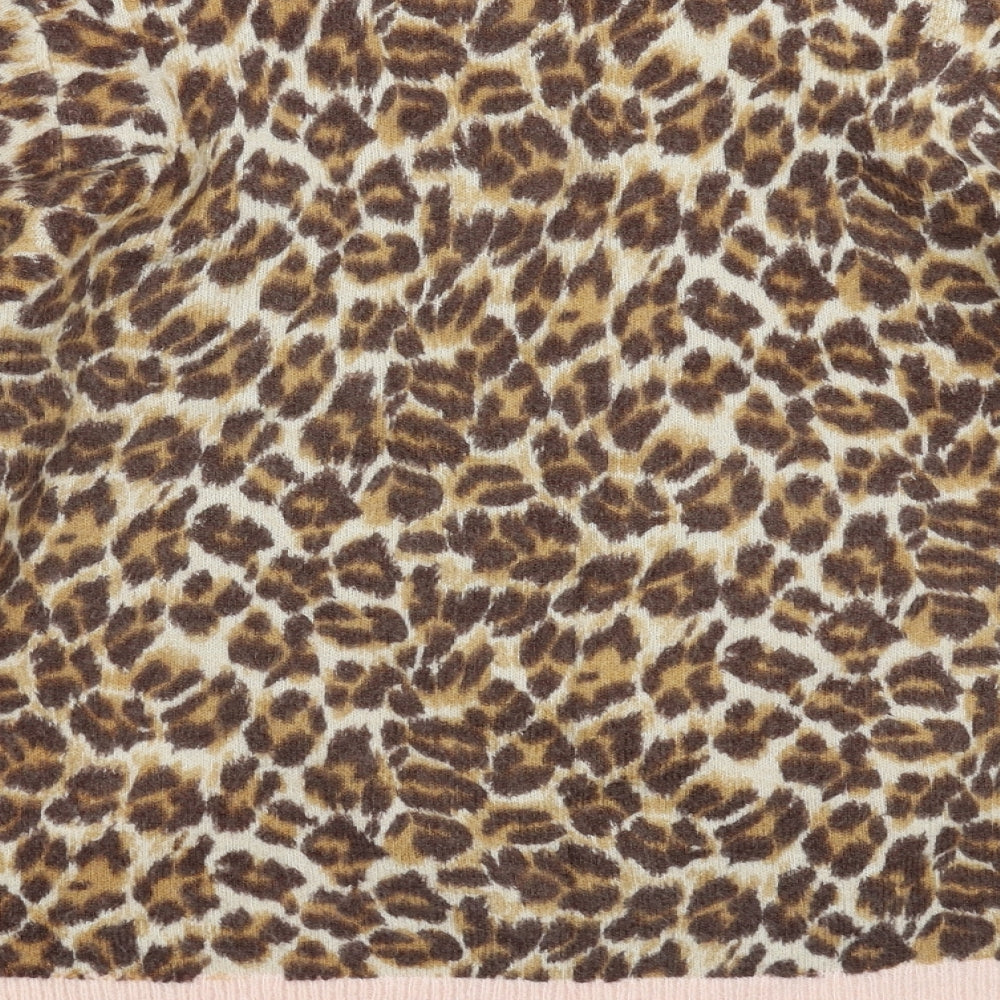 Oasis Womens Beige Animal Print Knit Pullover Jumper Size L