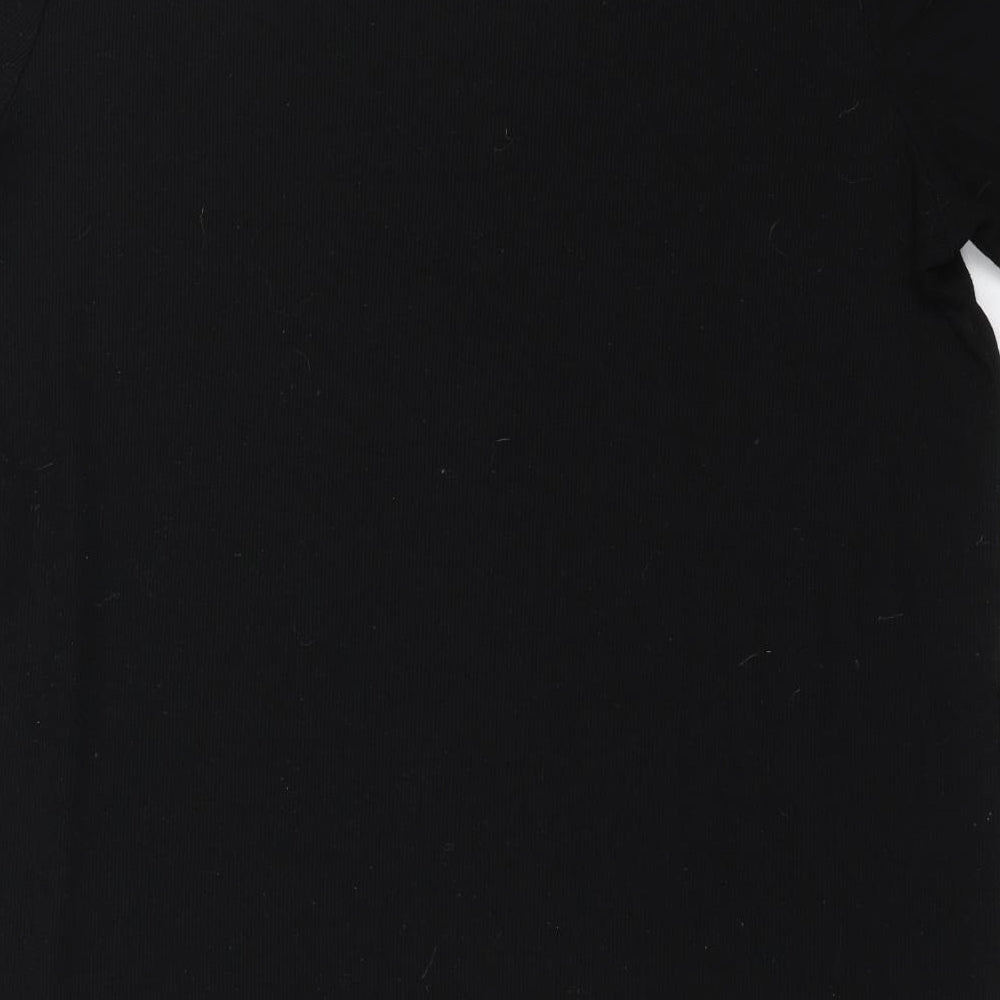 New Look Womens Black   Basic T-Shirt Size 14  - long line tshirt, side splits