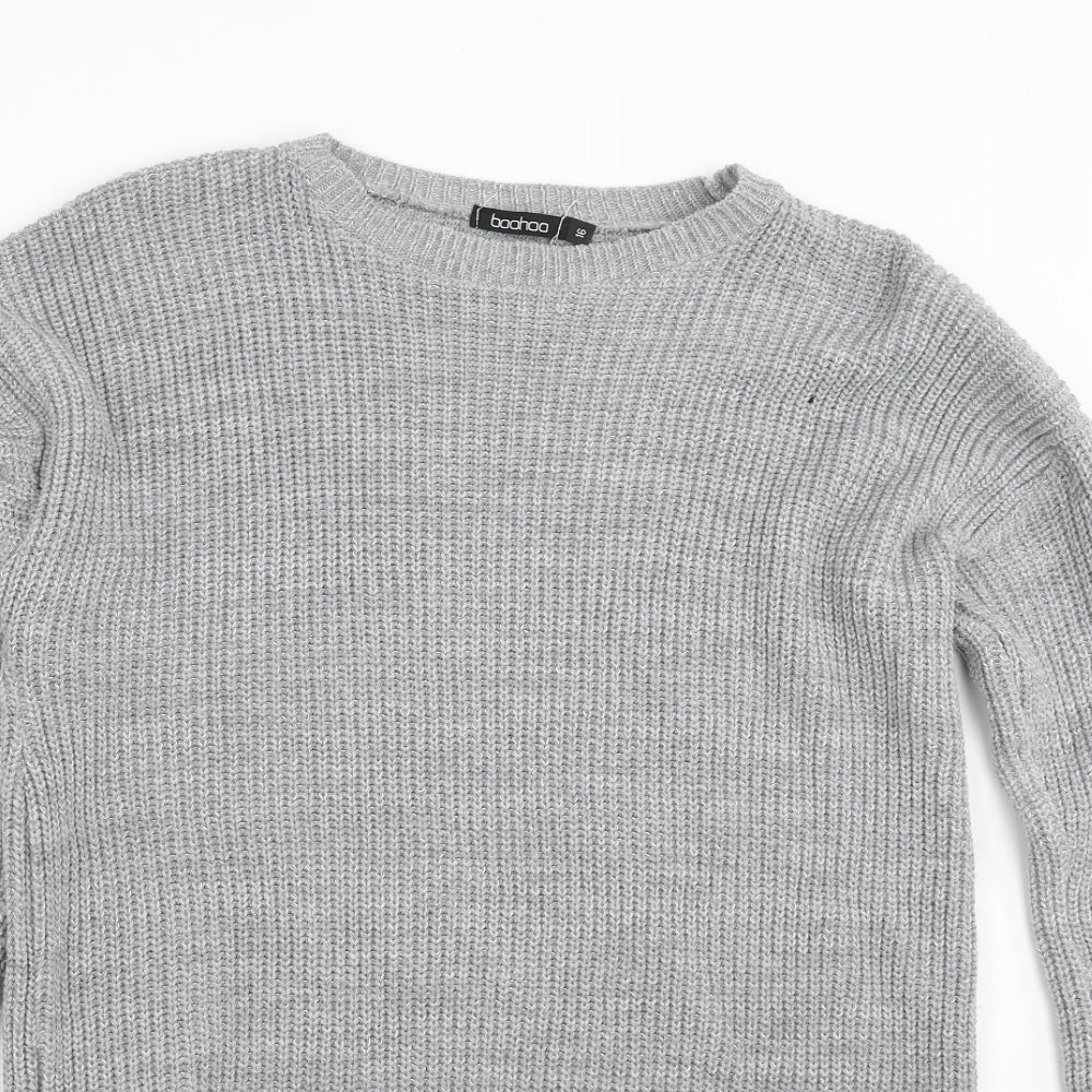 Boohoo Womens Grey  Knit Jumper Dress  Size 16