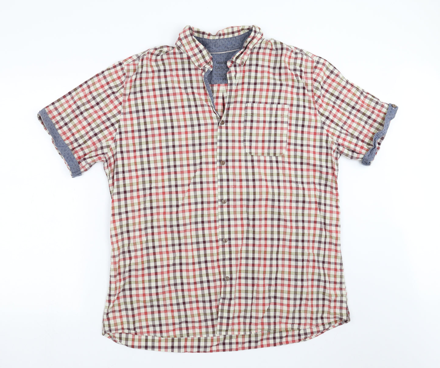 George Mens Red Check   Button-Up Size XL