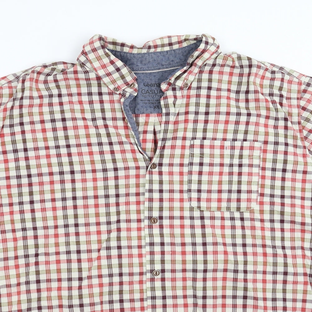 George Mens Red Check   Button-Up Size XL