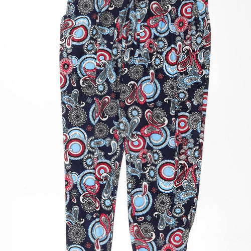 Preworn Girls Blue Paisley  Pedal Pusher Trousers Size 3XL