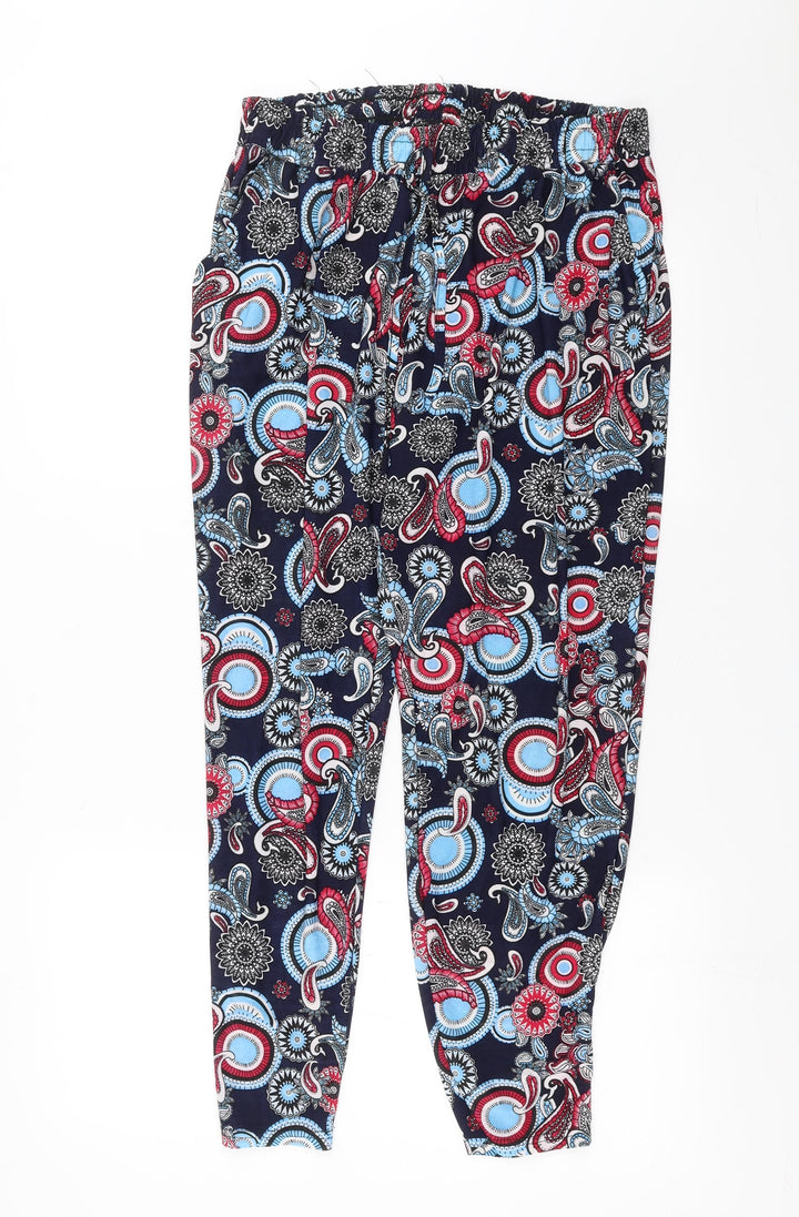 Preworn Girls Blue Paisley Pedal Pusher Trousers Size 3XL