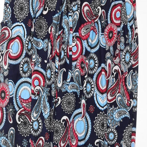 Preworn Girls Blue Paisley  Pedal Pusher Trousers Size 3XL