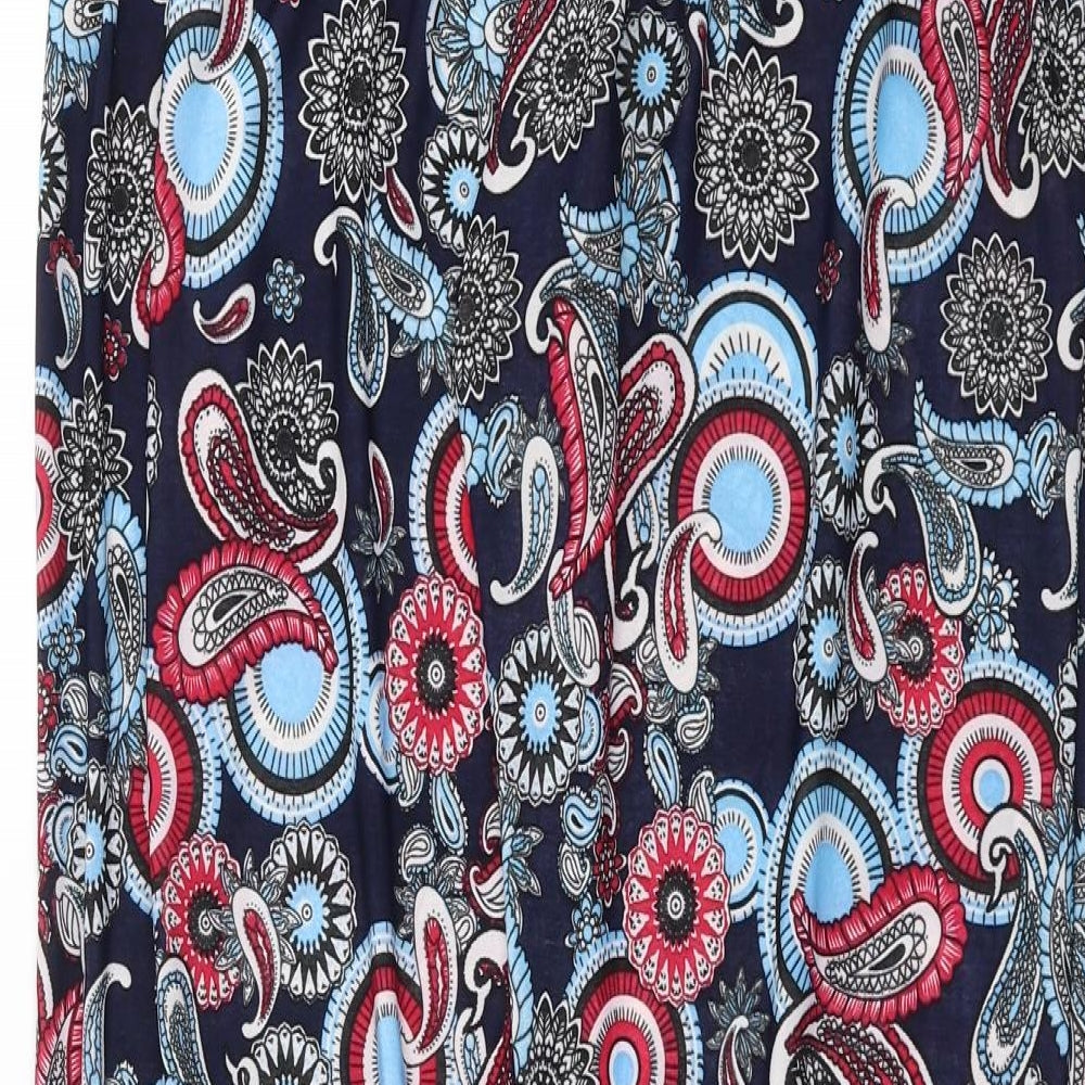 Preworn Girls Blue Paisley  Pedal Pusher Trousers Size 3XL
