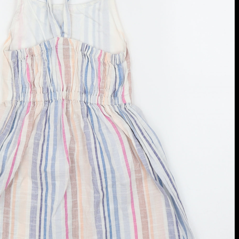 Matalan Girls Blue Striped  A-Line  Size 7 Years