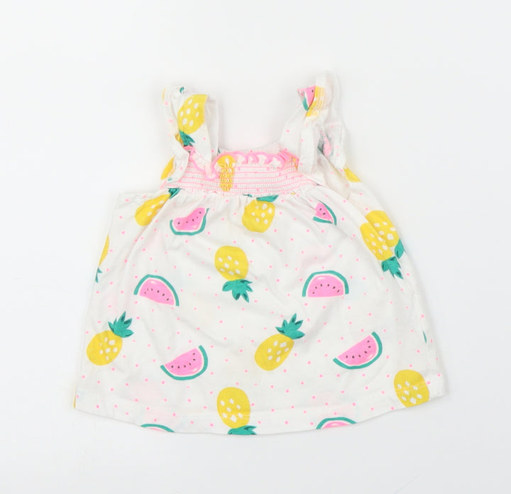 Preworn Girls White Basic Blouse Size 3-6 Months - Pineapple
