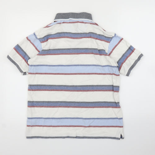 Maine Mens Blue Striped   Polo Size S