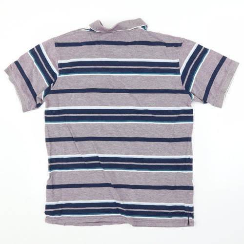 Maine Mens Purple Striped   Polo Size S