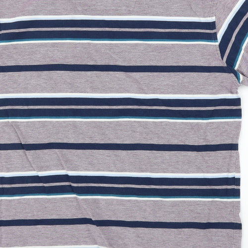 Maine Mens Purple Striped   Polo Size S