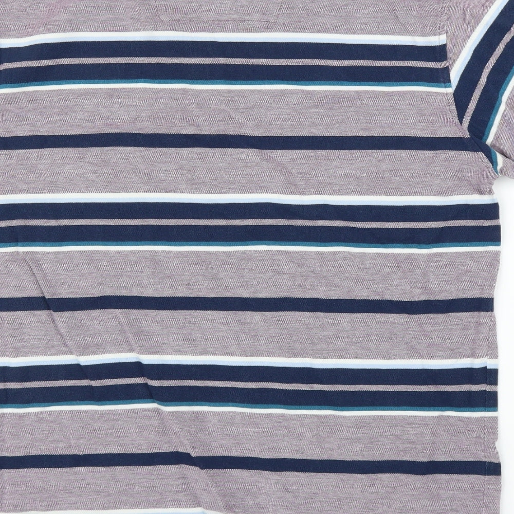 Maine Mens Purple Striped   Polo Size S