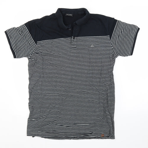 PARK Mens Black Striped   T-Shirt Size L
