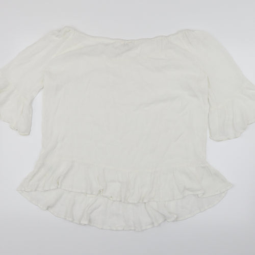 Papaya Womens White   Basic Blouse Size L