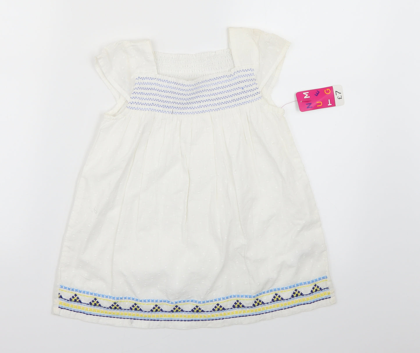 Nutmeg Girls White   Fit & Flare  Size 5-6 Years