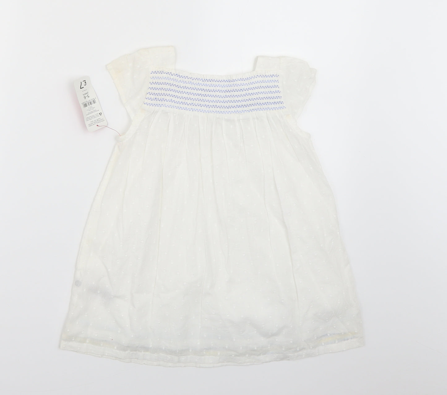 Nutmeg Girls White   Fit & Flare  Size 5-6 Years