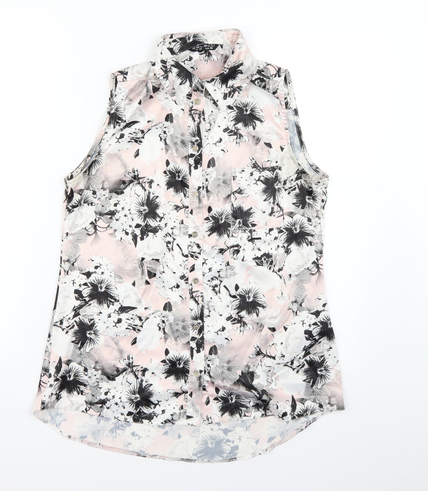 Select Womens Pink Floral  Basic Blouse Size 10