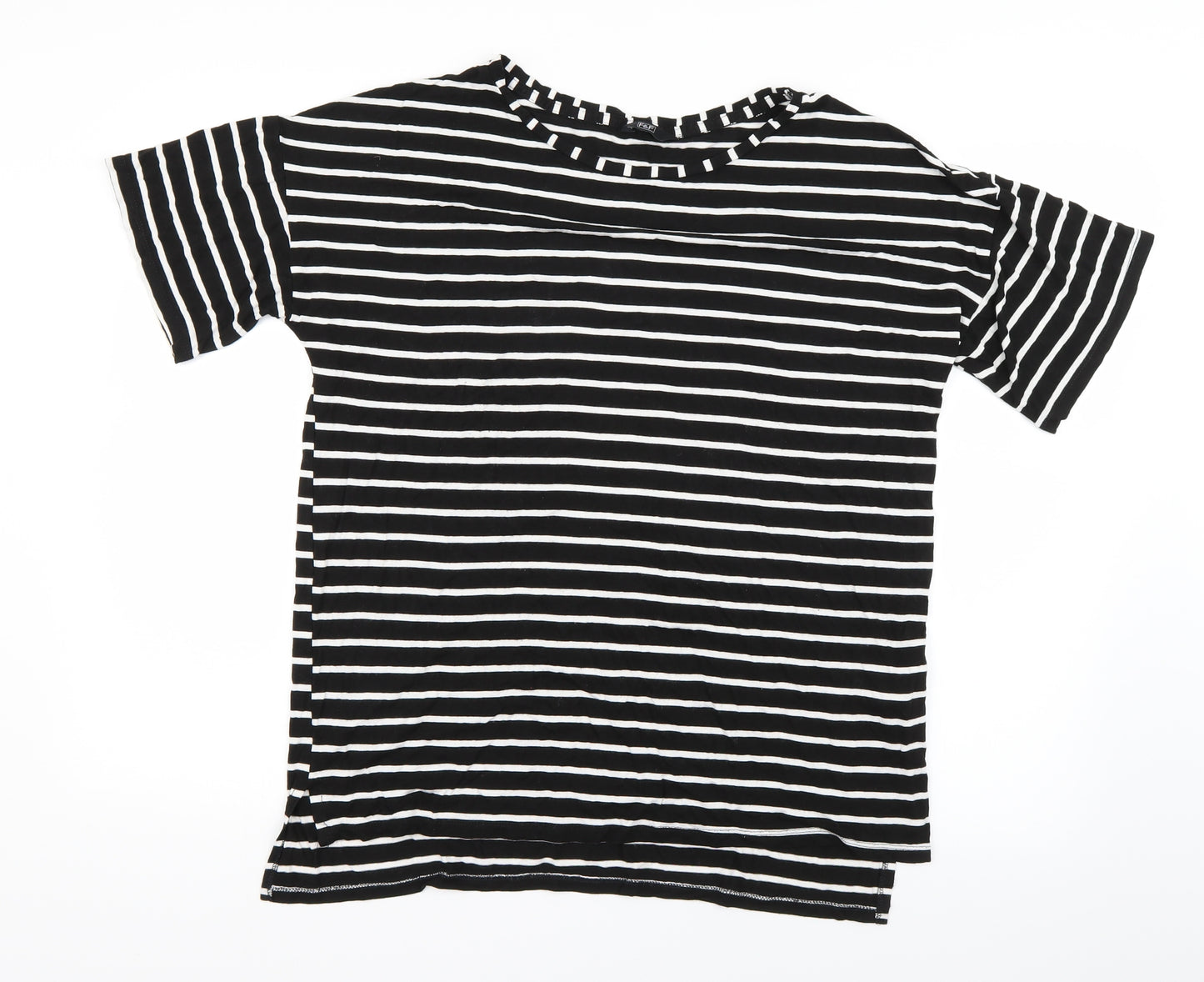 F&F Womens Black Striped   T-Shirt Size 14
