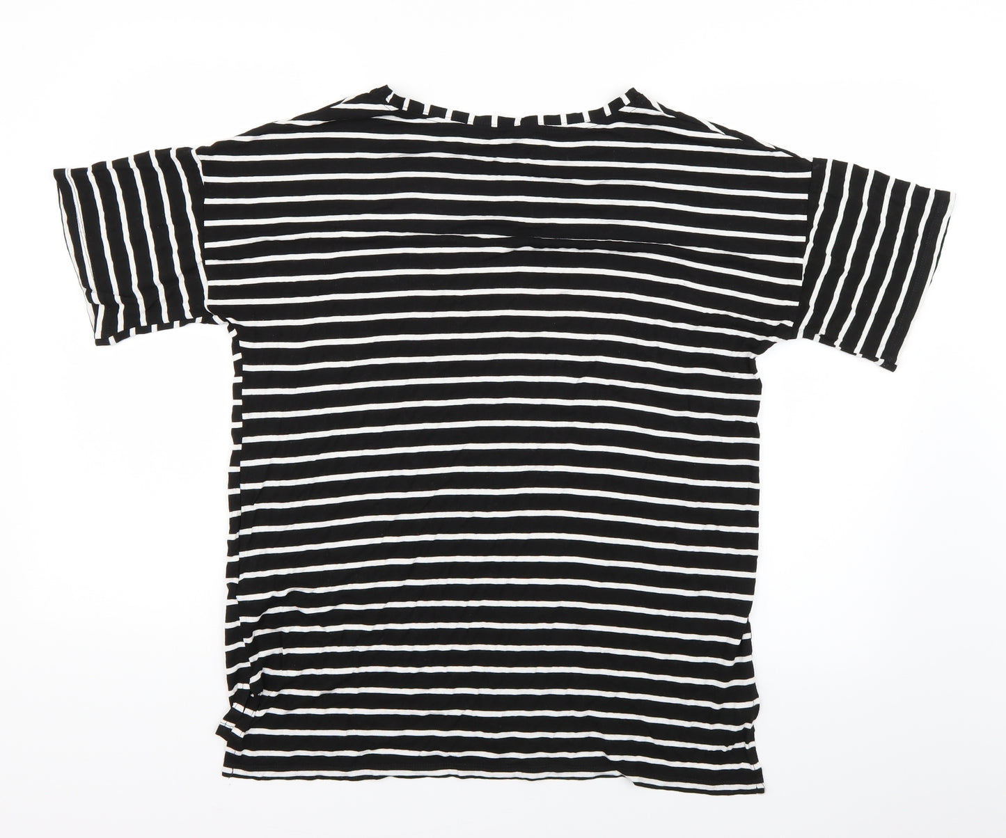 F&F Womens Black Striped   T-Shirt Size 14