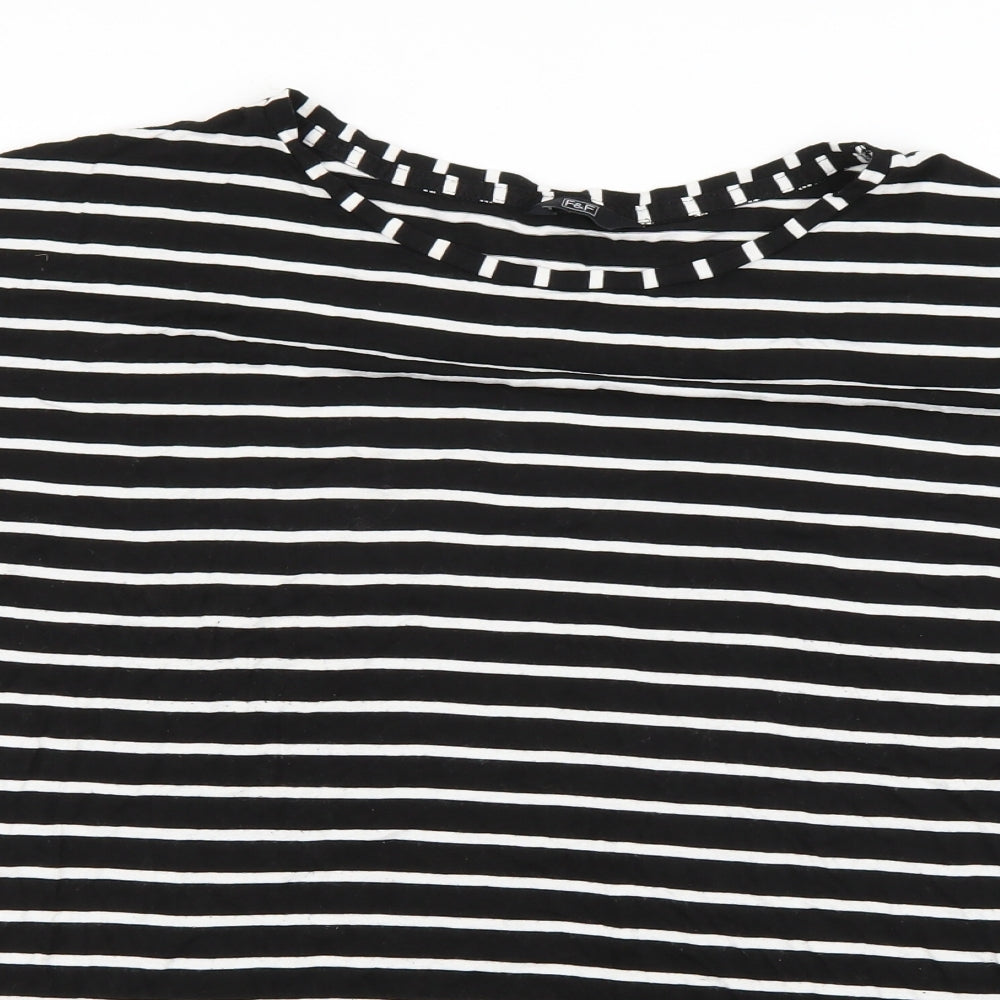 F&F Womens Black Striped   T-Shirt Size 14