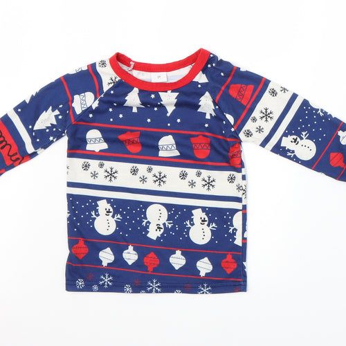 Preworn Boys Blue Fair Isle   Pyjama Set Size 2 Years