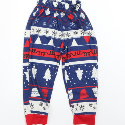 Preworn Boys Blue Fair Isle   Pyjama Set Size 2 Years